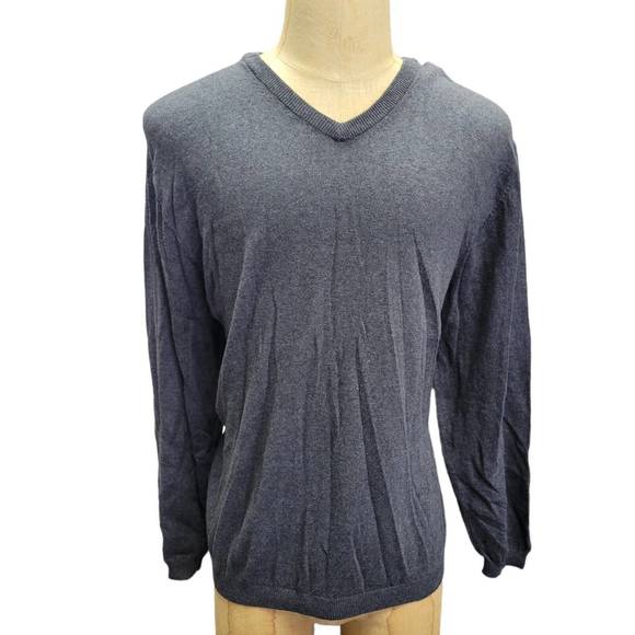 NEW WEATHERPROOF men's cotton cashmere v-neck sweater in grey - Picture 1 of 5